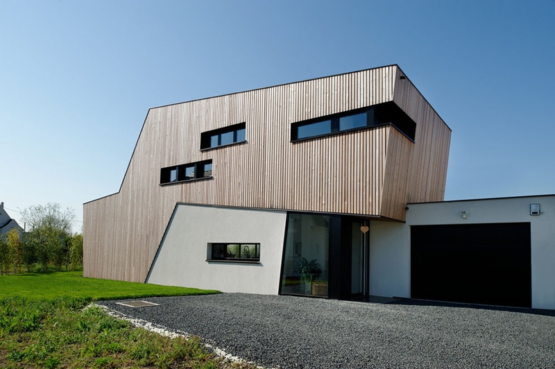 façade entrée - Maison bois béton par Ideaa architectures - Colmar, France - Photo  Alain-Marc Oberlé