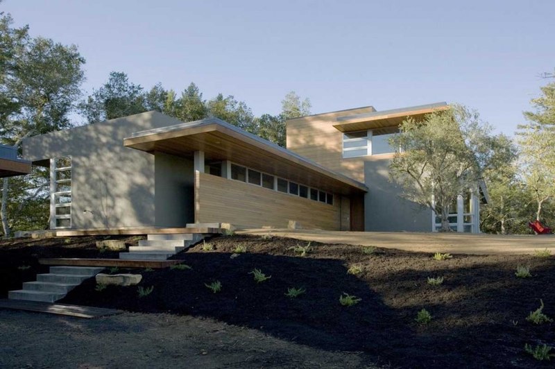 façade entrée - HudsonPanos Residence par Swatt & Miers Architects - Healdsburg, Usa