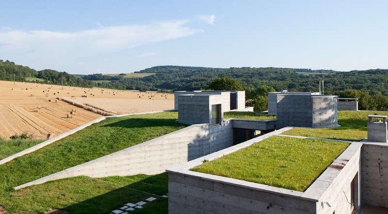 toiture végétalisée - Maison Terrier par Bernard Quirot architecte + associés - Haute-Saône, France