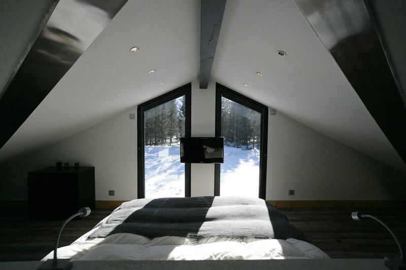 chambre et panorama - Chalet Piolet par Chevallier Architectes - Chamonix, France