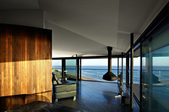 salon et cheminée - Bluewave- F2 architecture - Australie